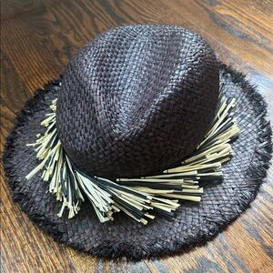 Black and Tan Woven Straw Hat